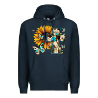 Navy cross with sunflower Premium Hoodie - JahusDesignShop