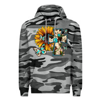 Slate Camo cross with sunflower Premium Hoodie - JahusDesignShop