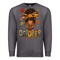 Charcoal Heather october girl afro woman fall Premium Sweatshirt - texasbilliewilder