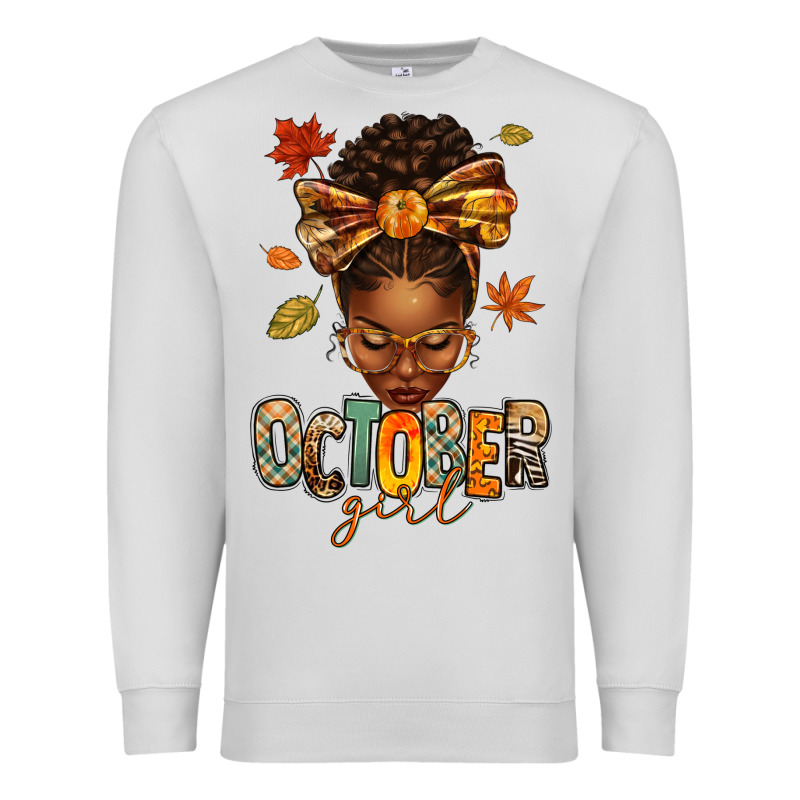 October Girl Afro Woman Fall Premium Sweatshirt by texasbilliewilder | Teevron