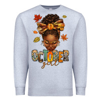Heather Grey october girl afro woman fall Premium Sweatshirt - texasbilliewilder