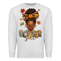 Oatmeal Heather october girl afro woman fall Premium Sweatshirt - texasbilliewilder