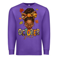 Purple october girl afro woman fall Premium Sweatshirt - texasbilliewilder