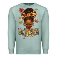 Seafoam october girl afro woman fall Premium Sweatshirt - texasbilliewilder