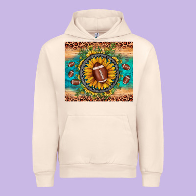 Football Leopard Turquoise Sunflower Urban Hoodie Designed By Jahusdesignshop