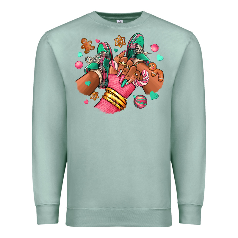 Pink Christmas Black Girl Sneakers Premium Sweatshirt by RanaPortraitStore | Teevron