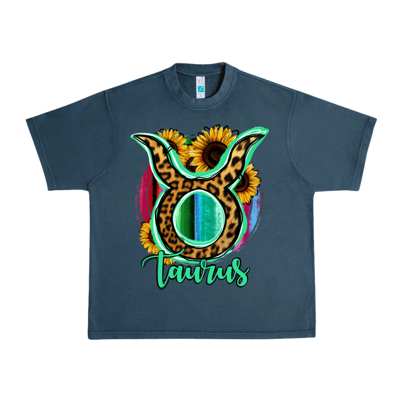 Taurus Zodiac Sign Sunflower Leopard Serape Urban Heavy Tee by RanaPortraitStore | Teevron