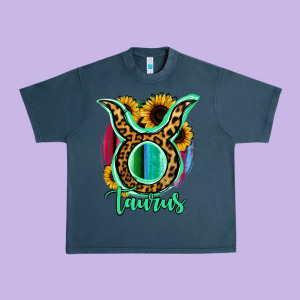Taurus Zodiac Sign Sunflower Leopard Serape Urban Heavy Tee Designed By Ranaportraitstore