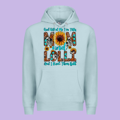 God Gifted Me Two Titles Mom And Lolli  And I Rock Premium Hoodie Designed By Jahusdesignshop