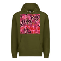 Army Green valentines day roses leopard seamless pattern Premium Hoodie - JahusDesignShop