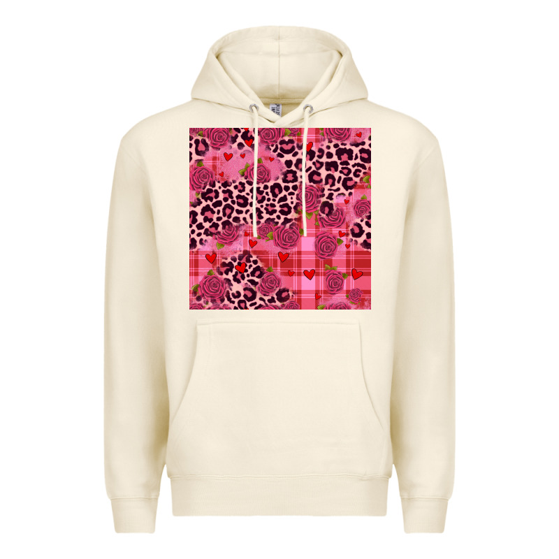 Valentines Day Roses Leopard Seamless Pattern Premium Hoodie by JahusDesignShop | Teevron
