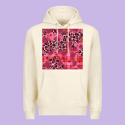 Valentines Day Roses Leopard Seamless Pattern Premium Hoodie Designed By Jahusdesignshop