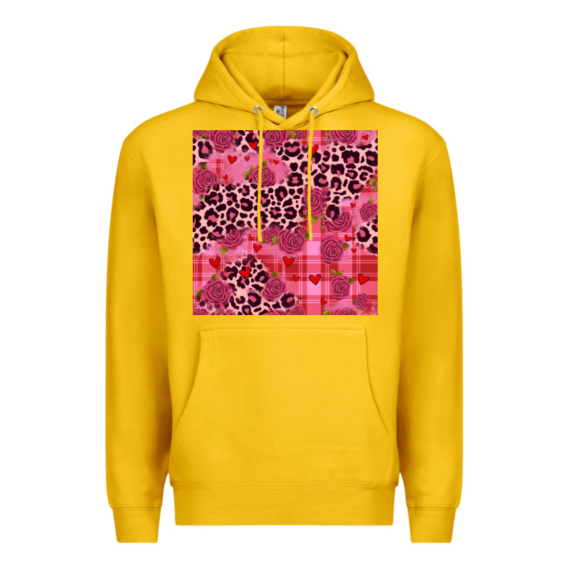 Valentines Day Roses Leopard Seamless Pattern Premium Hoodie by JahusDesignShop | Teevron