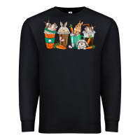 Black rabbit coffee cups Premium Sweatshirt - texasbilliewilder