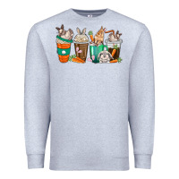 Heather Grey rabbit coffee cups Premium Sweatshirt - texasbilliewilder