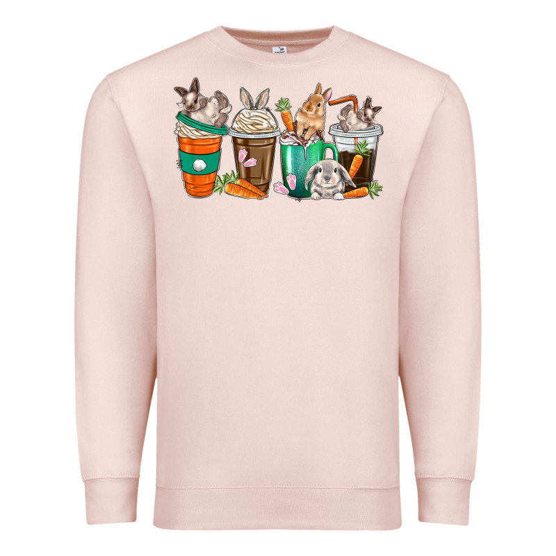 Rabbit Coffee Cups Premium Sweatshirt by texasbilliewilder | Teevron