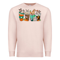 Pale Pink rabbit coffee cups Premium Sweatshirt - texasbilliewilder