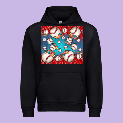 Baseball Paisley And Jean Pattern Urban Hoodie Designed By Jahusdesignshop