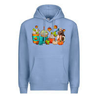 Colony Blue fall coffee cups Premium Hoodie - AdoDesignShop