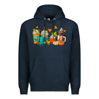 Navy fall coffee cups Premium Hoodie - AdoDesignShop