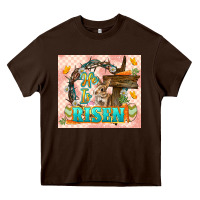 Chocolate Brown Easter Day He is risen 20oz skinny Heavy Core Tee - LillyAllenDesigns