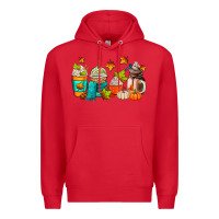 Red fall coffee cups Premium Hoodie - AdoDesignShop