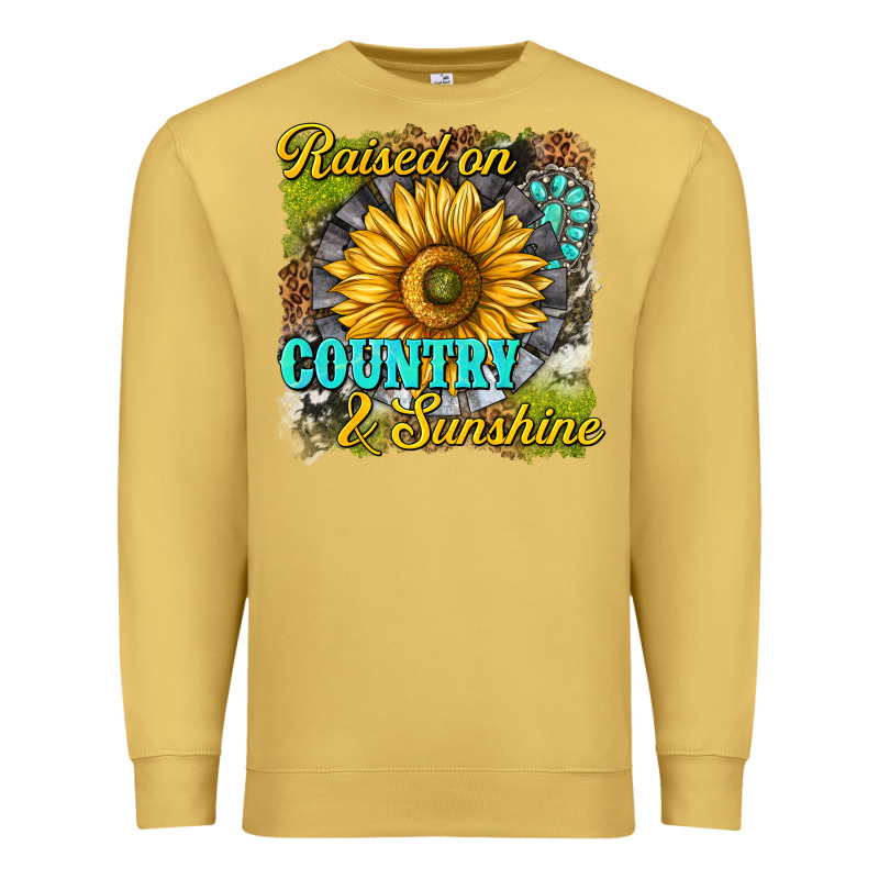 Raised On Country And Sunshine Premium Sweatshirt by texasbilliewilder | Teevron