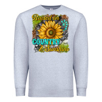 Heather Grey raised on country and sunshine Premium Sweatshirt - texasbilliewilder