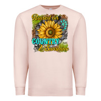 Pale Pink raised on country and sunshine Premium Sweatshirt - texasbilliewilder