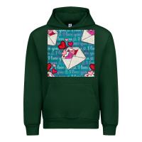 Forest Green valentines day envelope with hearts Urban Hoodie - BundleAndBundleShop
