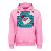 Fuchsia Pink valentines day envelope with hearts Urban Hoodie - BundleAndBundleShop