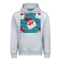 Heather Grey valentines day envelope with hearts Urban Hoodie - BundleAndBundleShop