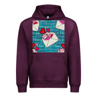 Mauve Wine valentines day envelope with hearts Urban Hoodie - BundleAndBundleShop