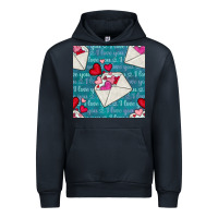 Navy valentines day envelope with hearts Urban Hoodie - BundleAndBundleShop