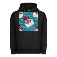 Pigment Black valentines day envelope with hearts Urban Hoodie - BundleAndBundleShop