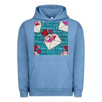 Pigment Pebble Blue valentines day envelope with hearts Urban Hoodie - BundleAndBundleShop