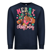 Navy pink merry christmas black girl sneakers Premium Sweatshirt - RanaPortraitStore