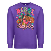 Purple pink merry christmas black girl sneakers Premium Sweatshirt - RanaPortraitStore