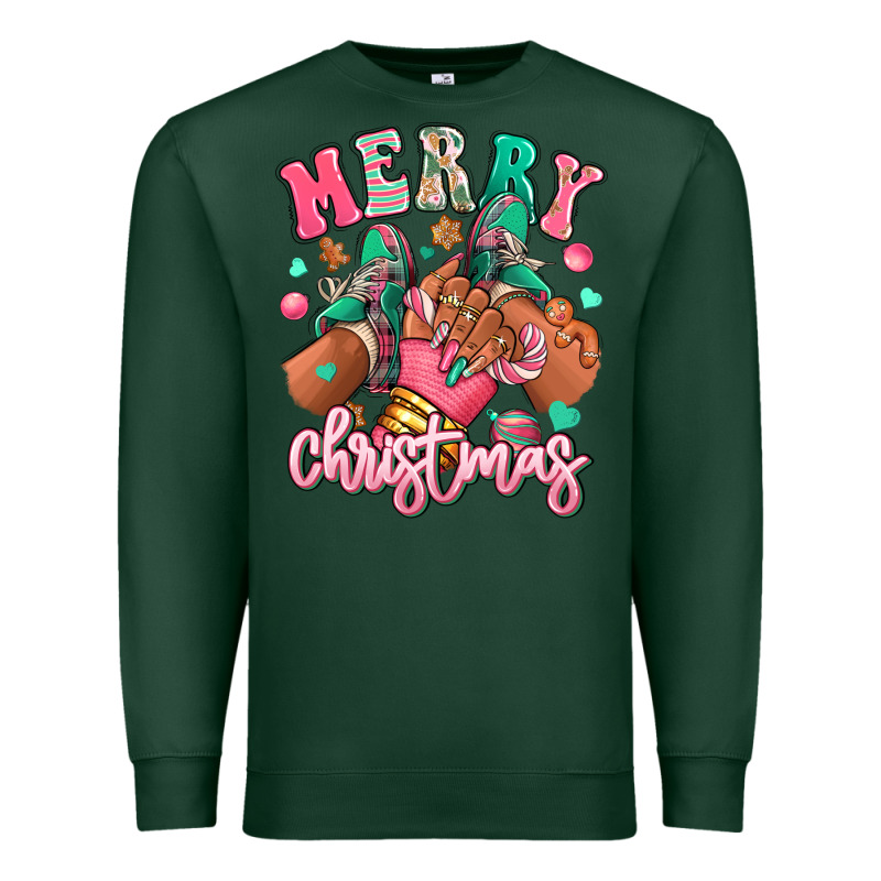 Pink Merry Christmas Black Girl Sneakers Premium Sweatshirt by RanaPortraitStore | Teevron