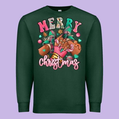Premium Sweatshirt pink merry christmas black girl sneakers