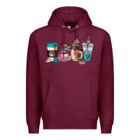 Burgundy cat  coffee cup Premium Hoodie - AdoDesignShop