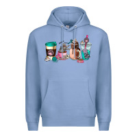 Colony Blue cat  coffee cup Premium Hoodie - AdoDesignShop