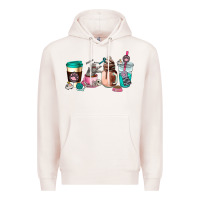 Pale Pink cat  coffee cup Premium Hoodie - AdoDesignShop