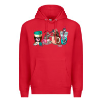 Red cat  coffee cup Premium Hoodie - AdoDesignShop