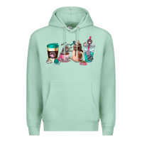 Seafoam cat  coffee cup Premium Hoodie - AdoDesignShop