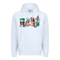 White cat  coffee cup Premium Hoodie - AdoDesignShop