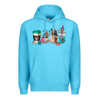 Ocean Blue cat  coffee cup Premium Hoodie - AdoDesignShop