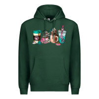 Sports Green cat  coffee cup Premium Hoodie - AdoDesignShop
