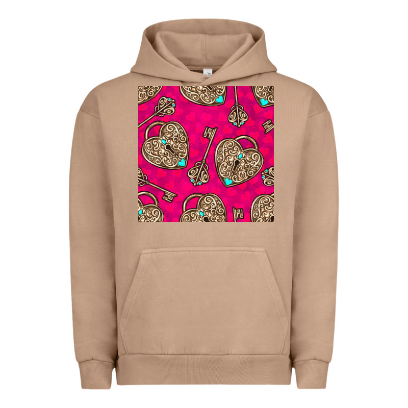 Valentines Day Lock And Key Seamless Pattern Urban Hoodie by BundleAndBundleShop | Teevron