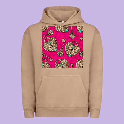 Valentines Day Lock And Key Seamless Pattern Urban Hoodie Designed By Bundleandbundleshop